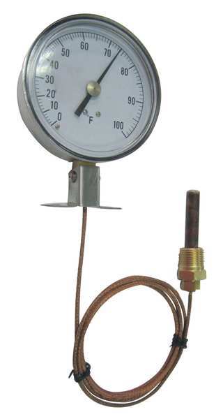 Zoro Select Analog Panel Mt Thermometer, 0 to 100F 12U604