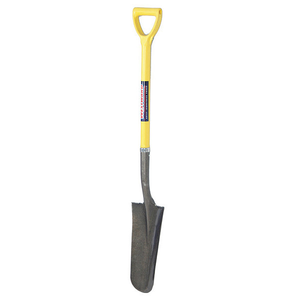Westward 14 ga Drain Spade Shovel, Steel Blade, 27 in L Yellow Fiberglass Handle 12V172