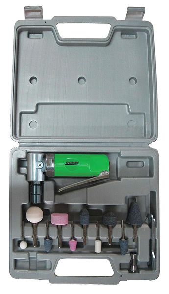 Speedaire Right Angle Die Grinder Kit, 1/4 in NPT Female Air Inlet, 1/8" and 1/4" Collet, Light Duty, 0.39 hp 12V740
