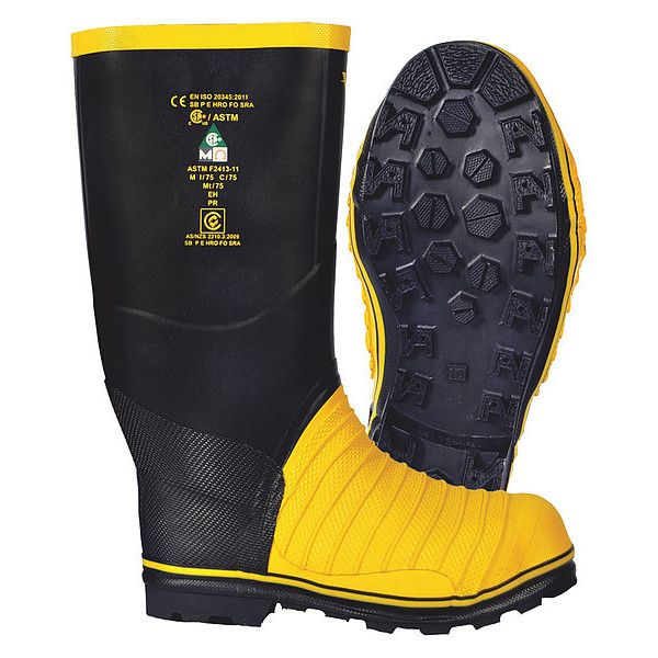 Viking Size 15 Unisex Steel Rubber Boot, Black/Yellow VW49T-15