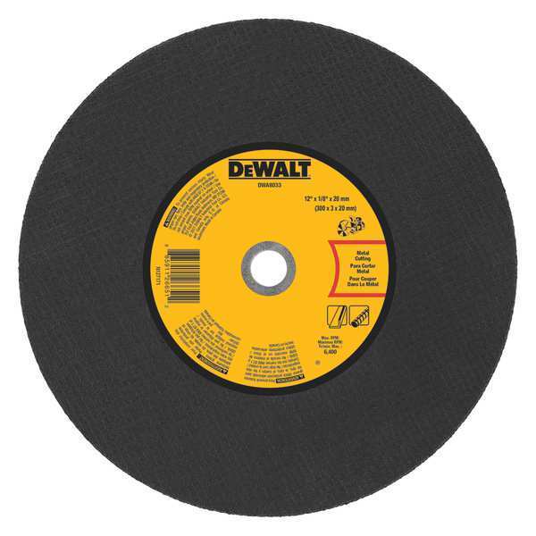 Dewalt 12" x 1/8" x 20mm Metal Portable Saw Cut-Off Wheel DWA8033