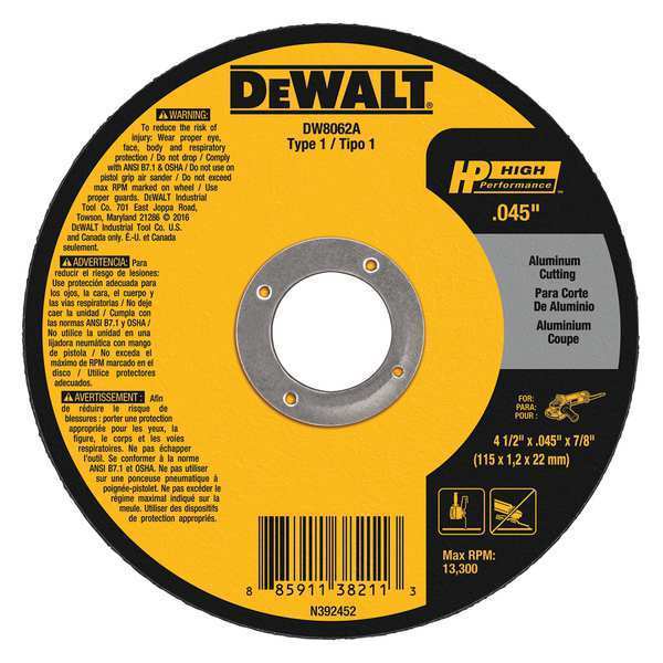 Dewalt High-Performance Aluminum Cutting Wheels DW8062A