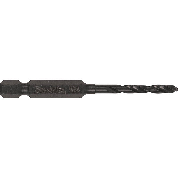 Makita Drill Bit, Black Oxide, 9/64", 1/4" Hex A-97754