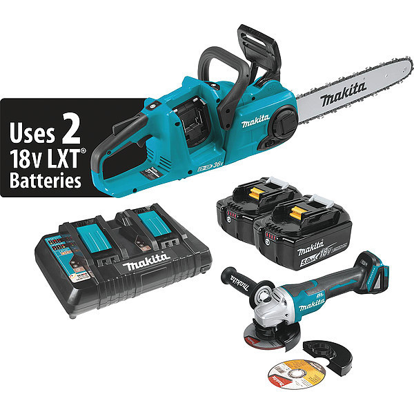 Makita 14" Battery Brushless Chain Saw Kit and Grinder, 18V XCU03PTX1