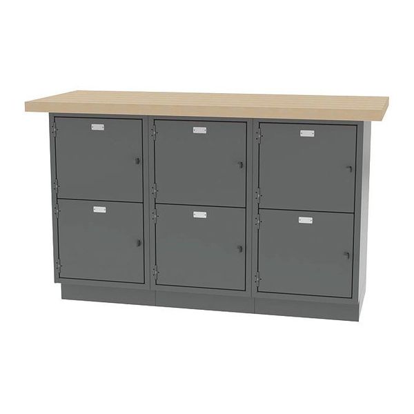 Greene Manufacturing Wall Workbench, 6 Lockers, 60"x24"x36-3/4" CBL-1500.M