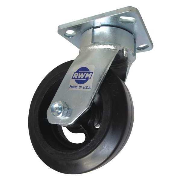 Rwm Swivel Rubber Kingpinless Caster, 6" 65-RIR-0620-S