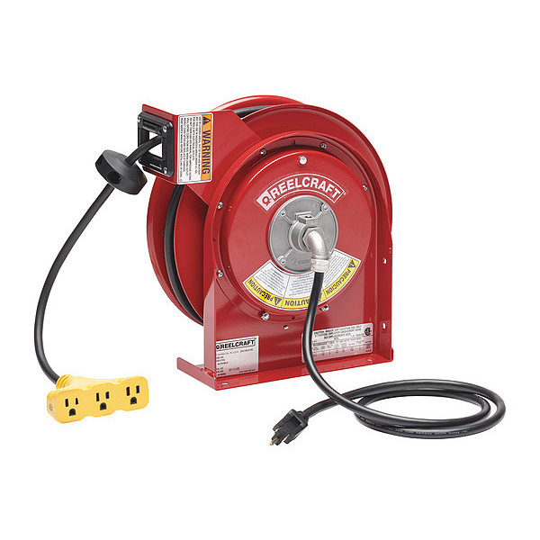 Reelcraft 45 ft. 12/3 Power Cord Reel 15 Amps 3 Outlets 125V Voltage L 4545  123 9