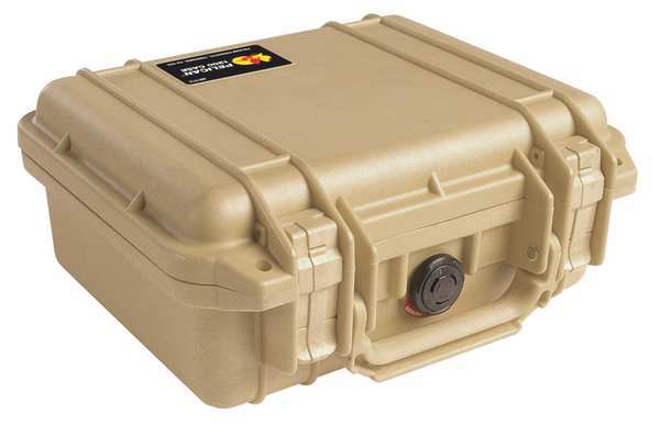 Pelican Desert Tan Protective Case, 10.6"L x 9.68"W x 4.87"D 1200-001-190