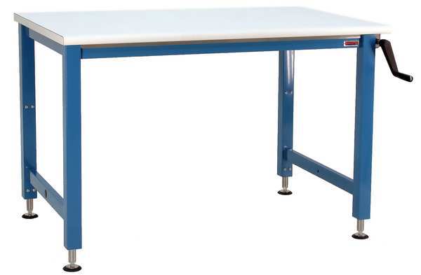Benchpro Hand Crank Workbenches, ESD Laminate, 96" W, 30" to 42" Height, 1000 lb., Straight AMD3096
