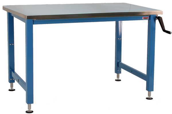 Benchpro Hand Crank Workbenches, Stainless Steel, 60" W, 30" to 42" Height, 1000 lb., Straight AMN3060