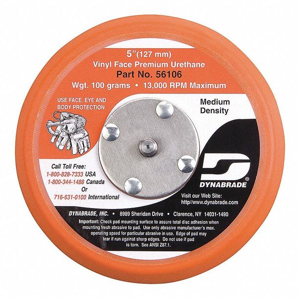 Dynabrade Disc Backup Pad, 5" Dia., Max. 13,000 RPM 56106