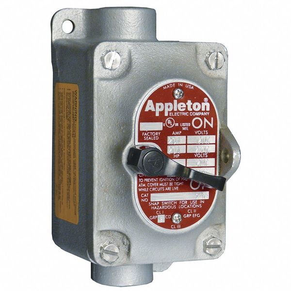 Appleton Electric Motor Switch, 20A, 600V, FeedThru, Hub3/4, 2P EDSC21MC2