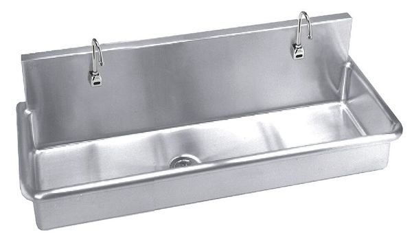 Just Manufacturing Scrub Sink, With Faucet, 48 In. L, 20 In. W J4820-2S1H-J