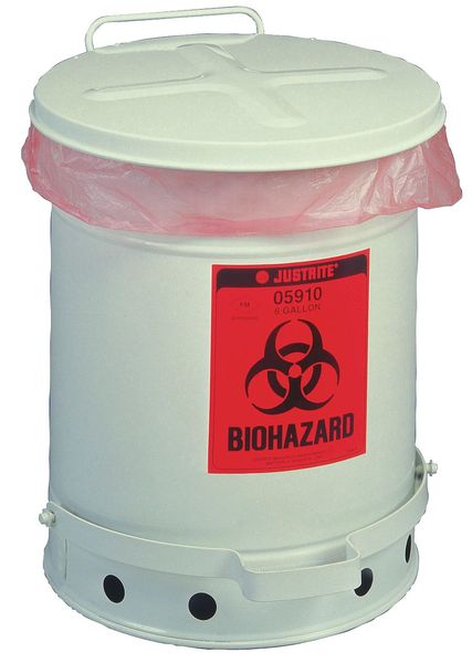 Justrite Biohazard Waste Container, 15-7/8 In. H 05915