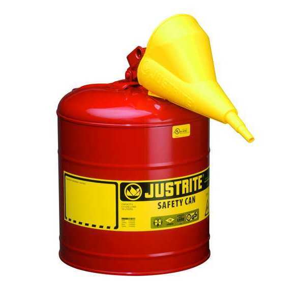 Justrite 5 gal Red Galvanized Steel Type I Safety Can Flammables 7150110