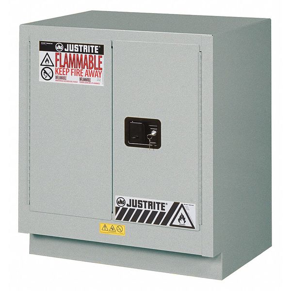 Justrite Corrosive Safety Cabinet, Silver, 19 gal. 8831042