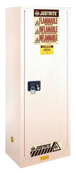Justrite Flammable Cabinet, 22 gal., White 892205