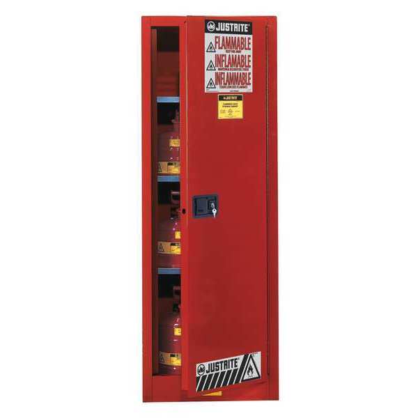 Justrite Flammable Cabinet, 54 gal., Red 895401