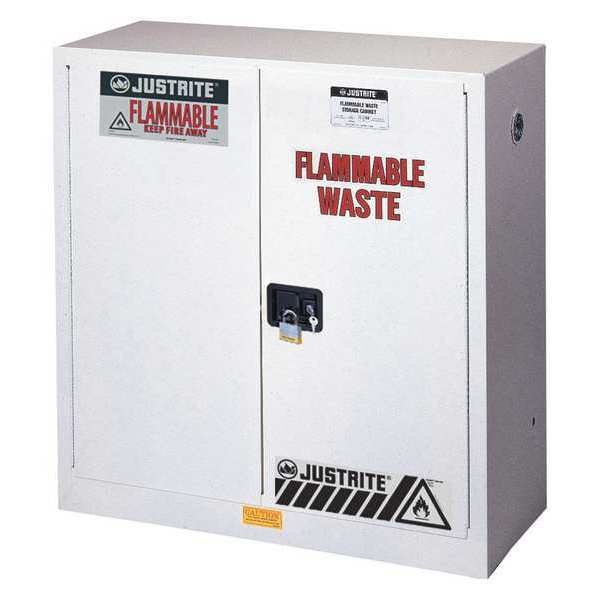 Justrite Flammable Cabinet, 45 gal., White 8945053