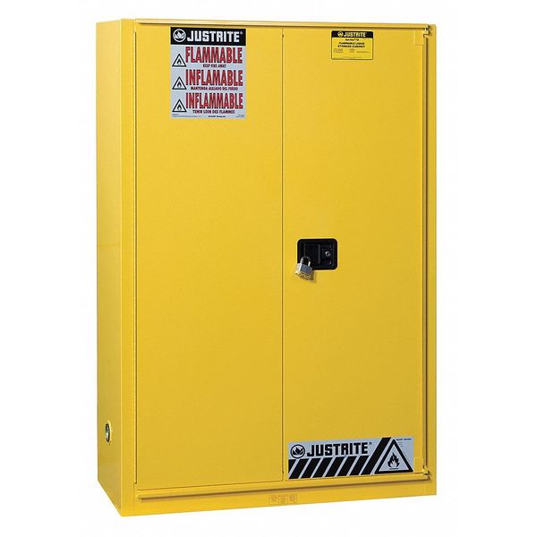 Justrite Flammable Cabinet, 60 Gal., Yellow 894590