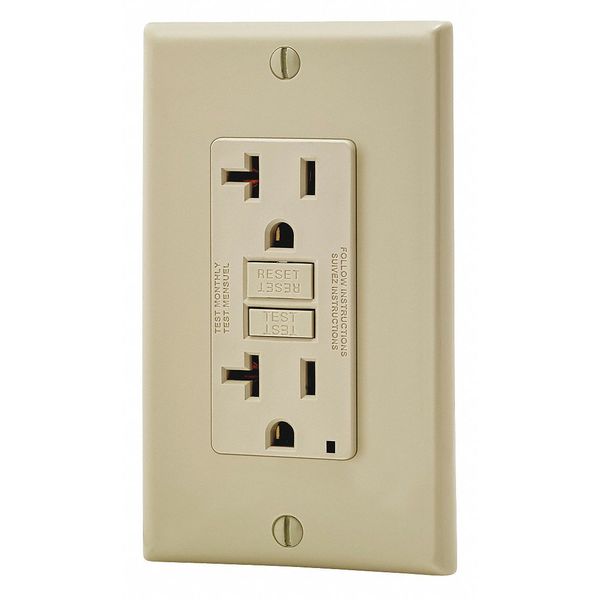 Leviton GFCI Receptacle, 20A, 125VAC, 5-20R, Ivory N7899-I