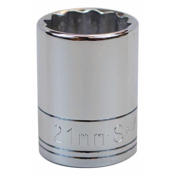 Sk Professional Tools 1/2 in Drive, 21mm 12 pt Metric Socket, 12 Points 40321