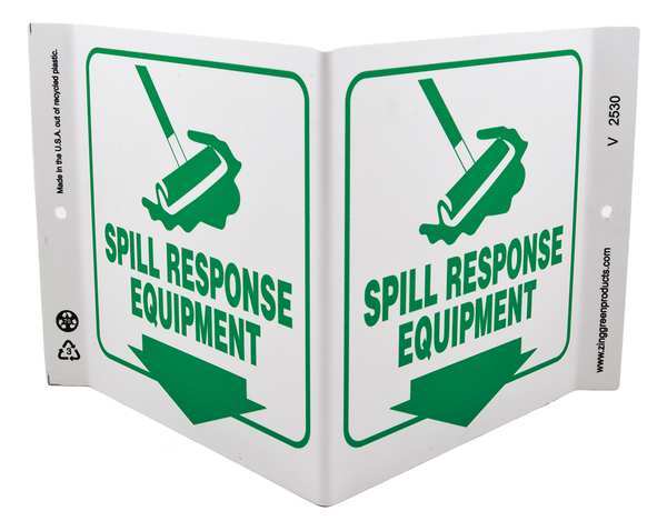 Zing Spill Response Sign, V-Shape, Plastic, 2530 2530