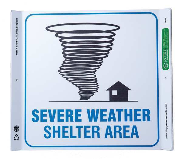 Zing Emergency Sign, 10 in Height, 10 in Width, Plastic, English 2639