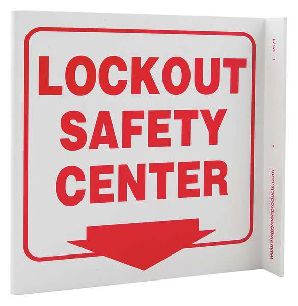 Zing Lockout Sign, 7 in Height, 7 in Width, Plastic, L-Shaped, English 2571
