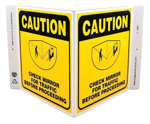 Zing Safety Sign, 7 in Height, 12 in Width, Plastic, V-Shape Projection, English 2586