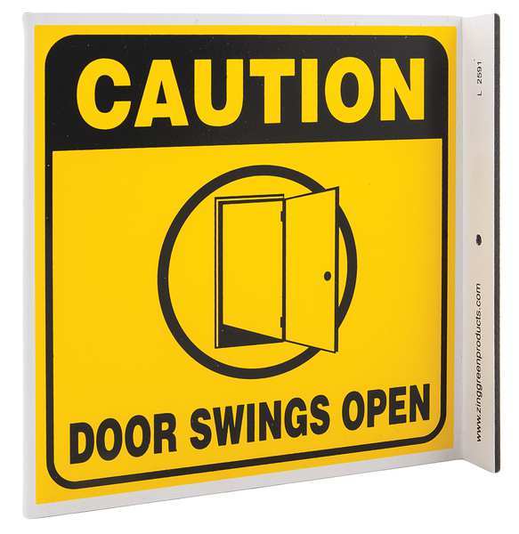 Zing Caution Sign, 7 in Height, 7 in Width, Plastic, L-Shaped, English 2591