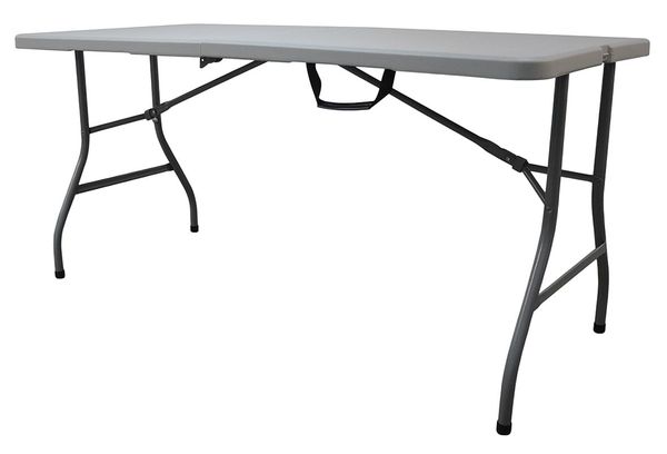 Zoro Select Rectangle Folding Table, 30" W, 61" L, 29" H, Blow Molded Polyethylene Top, Gray 13V435