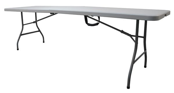Zoro Select Rectangle Folding Table, 30" W, 96" L, 29" H, Blow Molded Polyethylene Top, Gray 13V436