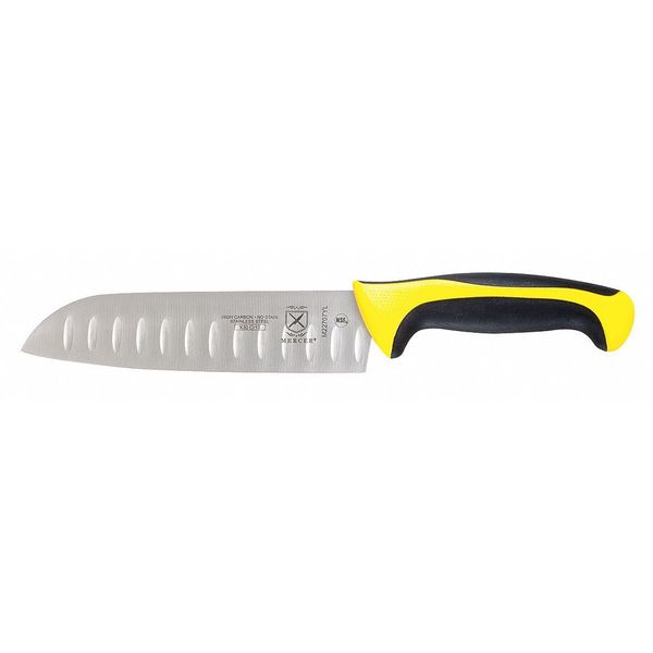 Mercer Cutlery Santoku Knife, Granton Edge, 7 In., Yellow M22707YL