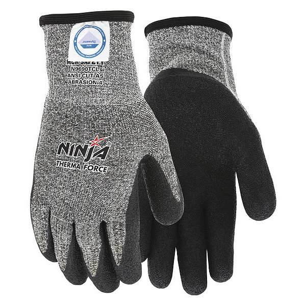 Mcr Safety Cut-Resistant Gloves, Black/Gray, L, PR N9690TCL