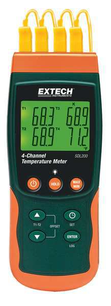 Extech Thermocouple Thermometer, 4 Input SDL200