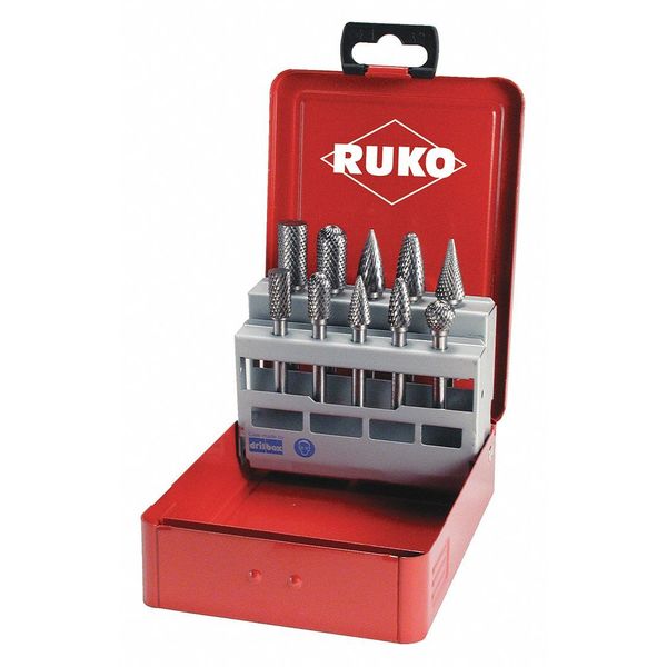 Ruko Tungsten Carbide, Burs Kit, 10pcs. 116003US