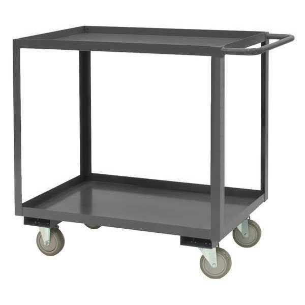Zoro Select Utility Cart with Lipped Metal Shelves, Steel, Flat, 2 Shelves, 1,200 lb RSC-1830-2-95