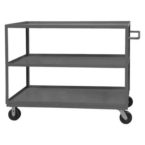 Durham Mfg Flat Shelf Utility Cart, 14 ga. Steel, 2 Shelves, 3000 lb RSC-3060-3-3K-95