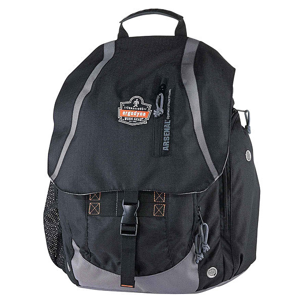 Ergodyne Backpack, Black, 1680D Ballistic Polyester Base, 600D Polyester, 5 Pockets GB5143