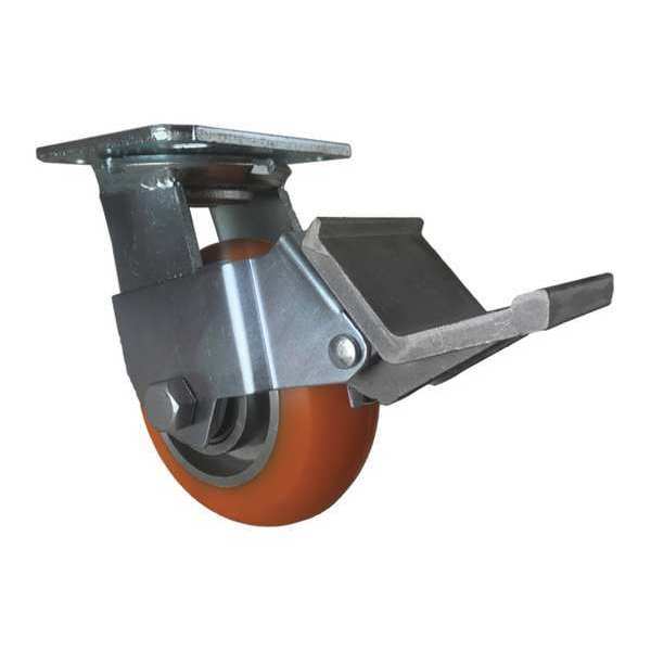 Cc Apex Swivel Plate Caster, w/Brake, Pedal, 5", Caster Wheel Shape: Donut Tread CDP-Z-19