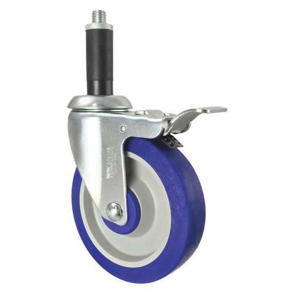 Cc Crest Swivel Stem Caster, Total Lock, Rubber, 5", Frame Finish: Zinc Plated CDP-Z-274