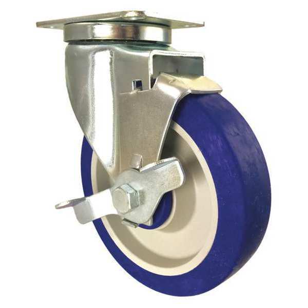 Cc Crest Swivel Plate Caster, Side Strap, Rubber, 5" CDP-Z-263