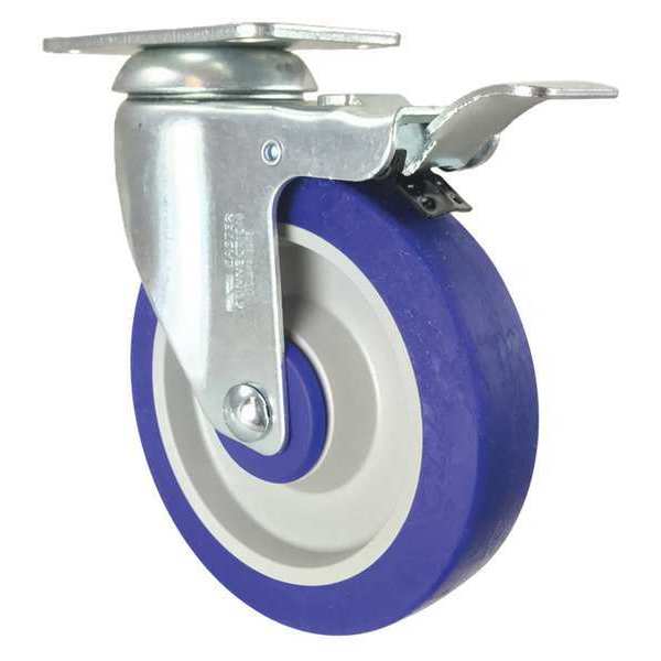 Cc Crest Swivel Plate Caster, Total Lock, Rubber, 5" CDP-Z-264