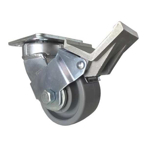 Cc Nylex Swivel Plate Caster, w/Brake, Pedal, 4", Caster Wheel Bearings: Ball CDP-Z-196