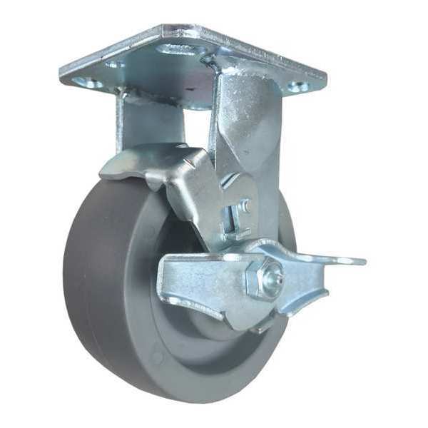 Cc Nylex Swivel Plate Caster, w/Brake, SideStrap, 5", Caster Sub-Type: Rigid CDP-Z-210