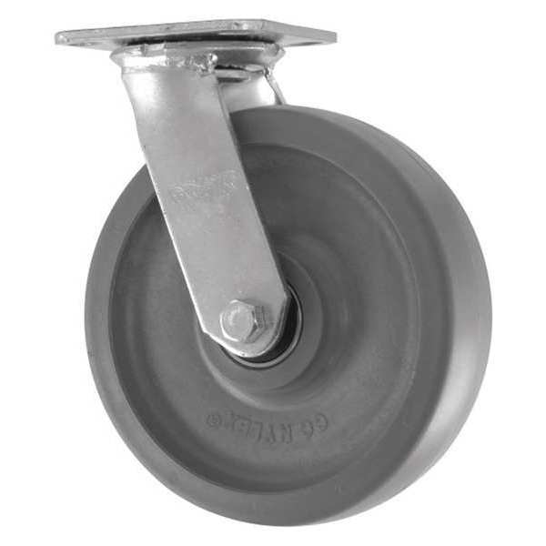 Cc Nylex Swivel Plate Caster, CC Nylex, Gray, 8" CDP-Z-223