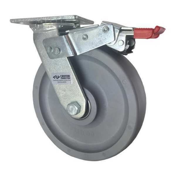 Cc Nylex Swivel Plate Caster, w/Brake, TotalLock, 8", Load Rating: 2000 lb. CDP-Z-226