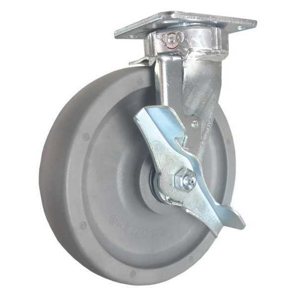 Cc Nylex Swivel Plate Caster, w/Brake, SideStrap, 8" CDP-Z-230