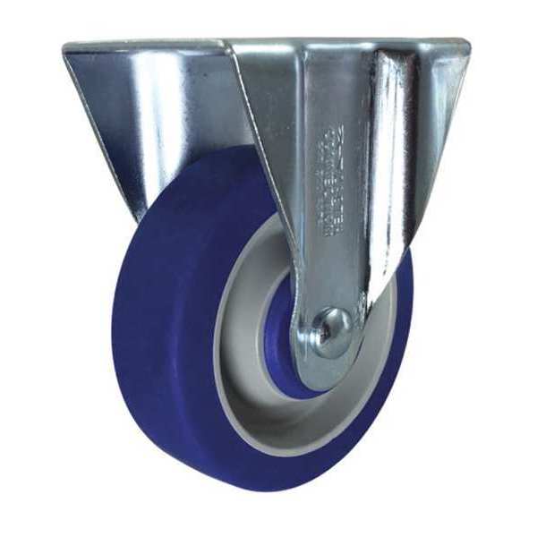 Cc Crest Rigid Plate Caster, Blue Rubber, 4" CDP-Z-240